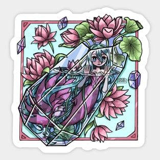 Mermaid in glass urn with flowers Sticker